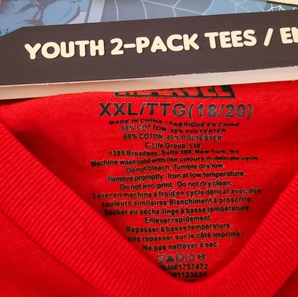 Marvel Youth 2 Pack Tshirts, XXL (18/20), Red & Black - Picture 4 of 7